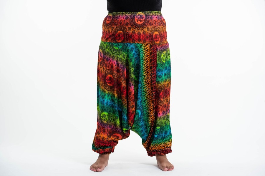 Women HaremPants | Plus Size Rainbow Elephant 2-In-1 Jumpsuit Elephant Pants In Orange