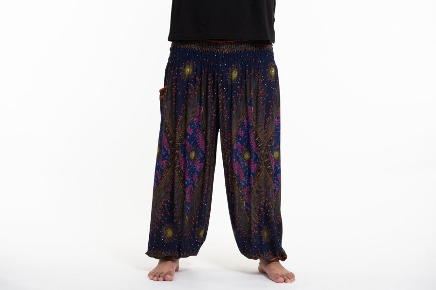 Men HaremPants | Plus Size Peacock Eye Men'S Harem Pants In Navy