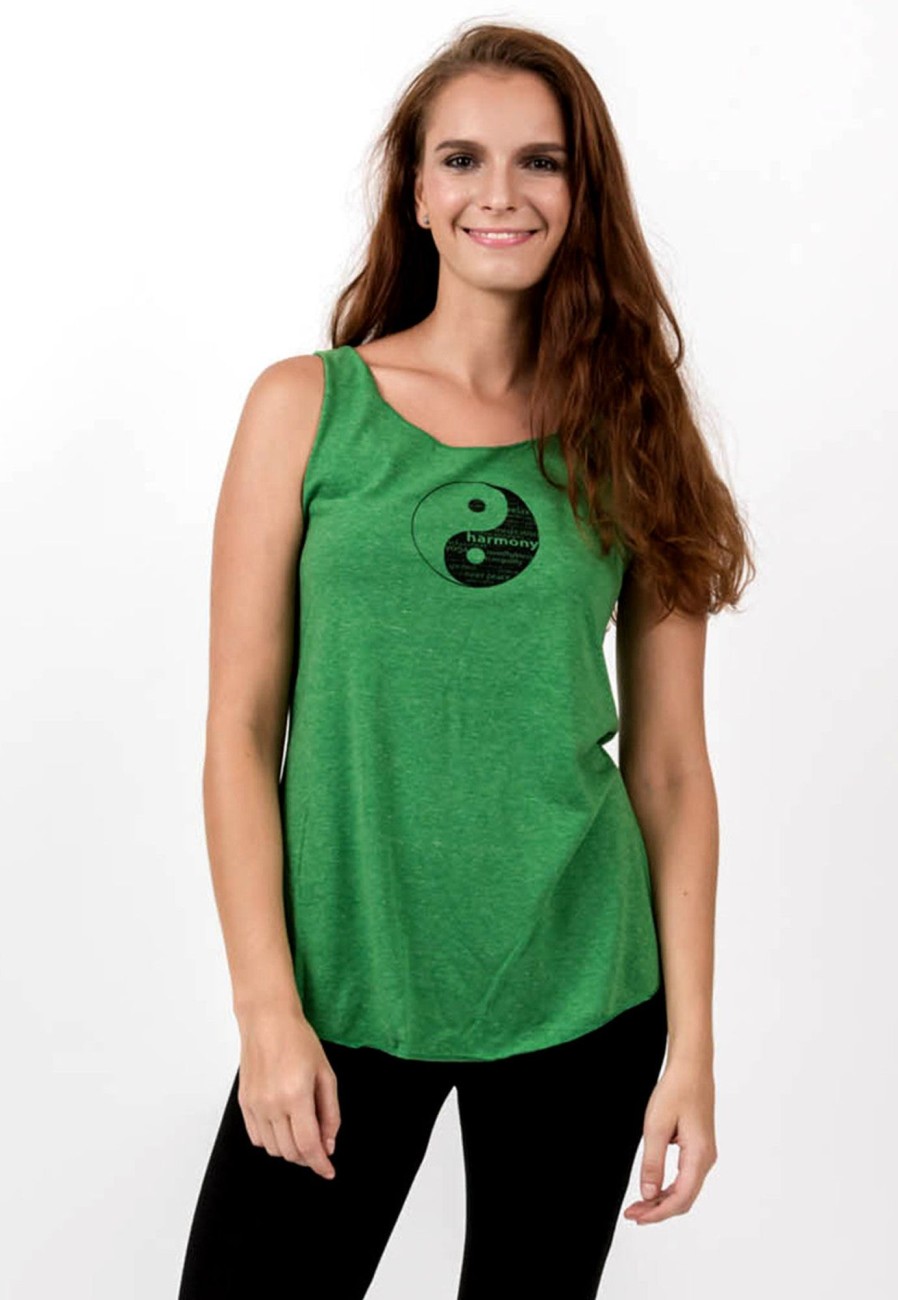 Women HaremPants | Loose Soft Vintage Style Women'S Tank Tops Yin Yang Green