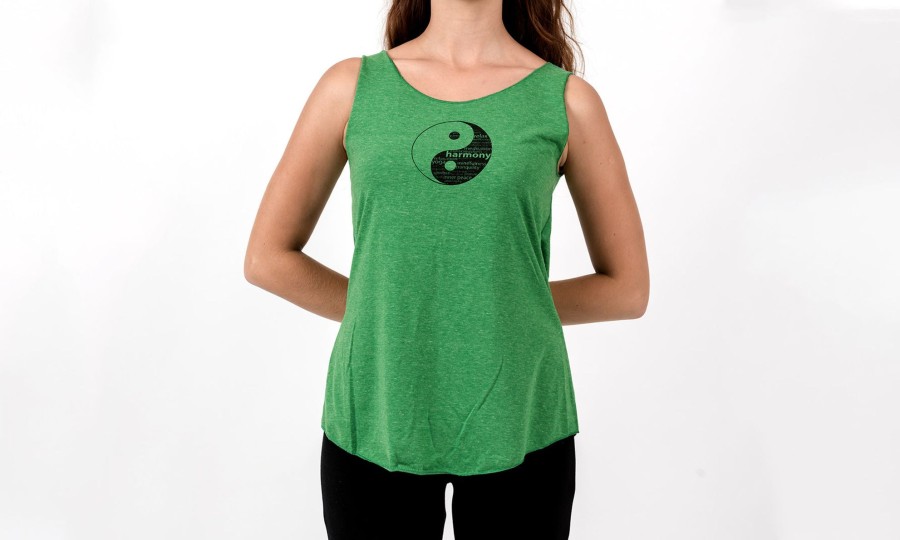 Women HaremPants | Loose Soft Vintage Style Women'S Tank Tops Yin Yang Green