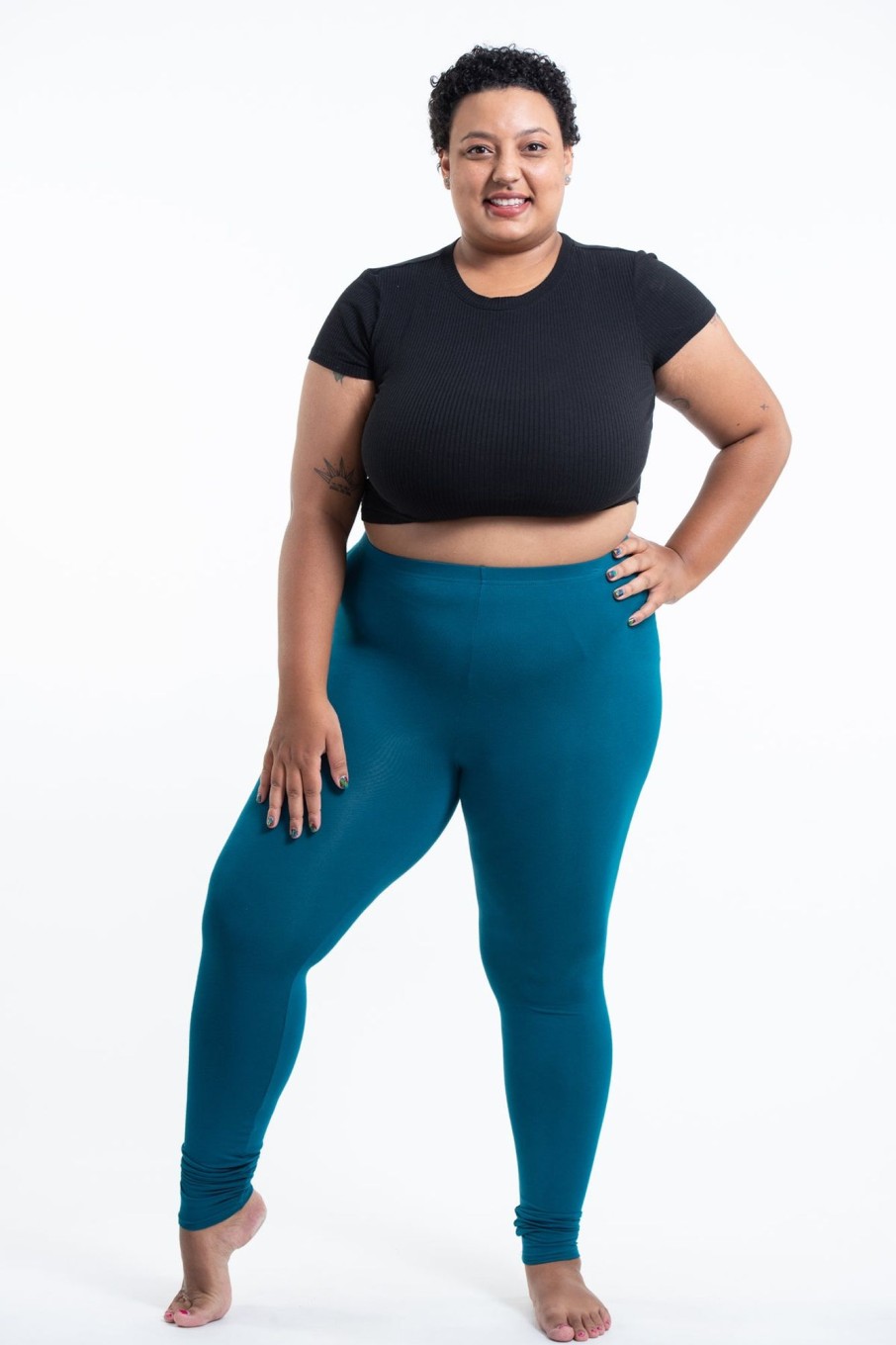 Women HaremPants | Plus Size Solid Color Cotton Leggings In Blue