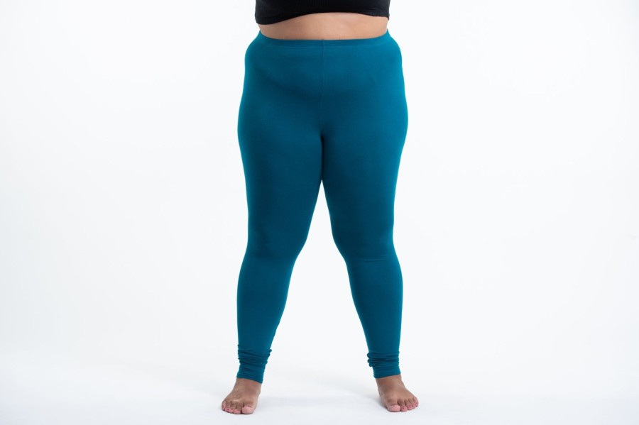 Women HaremPants | Plus Size Solid Color Cotton Leggings In Blue