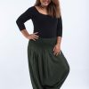 Plus Size HaremPants | Plus Size Solid Color 2-In-1 Jumpsuit Harem Pants In Dark Green