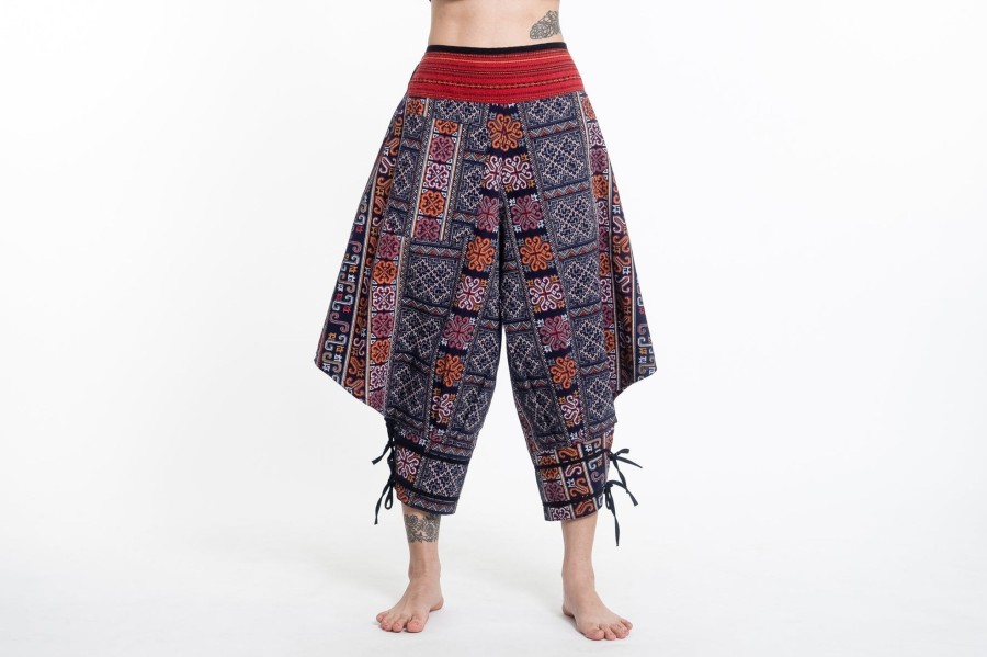 Women HaremPants | Clovers Thai Hill Tribe Fabric Women'S Harem Pants With Ankle Straps In Blue