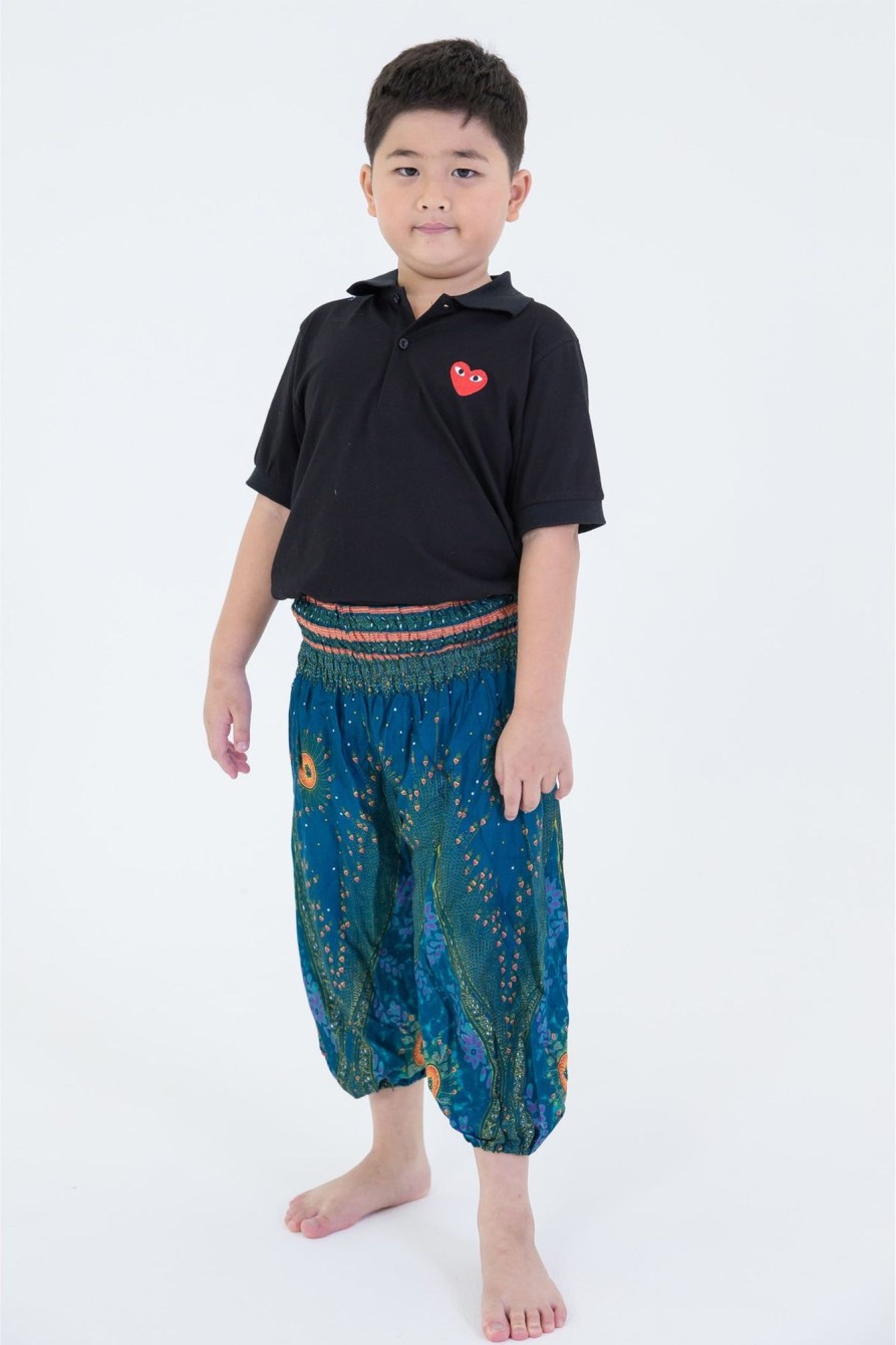 Kids HaremPants | Peacock Eye Kids Harem Pants In Turquoise