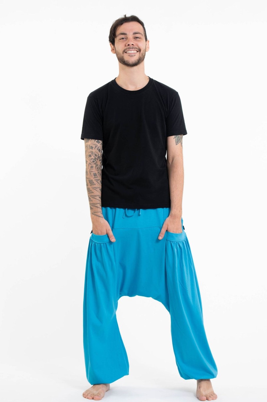 Men HaremPants | Cotton Men Harem Pants In Solid Light Blue