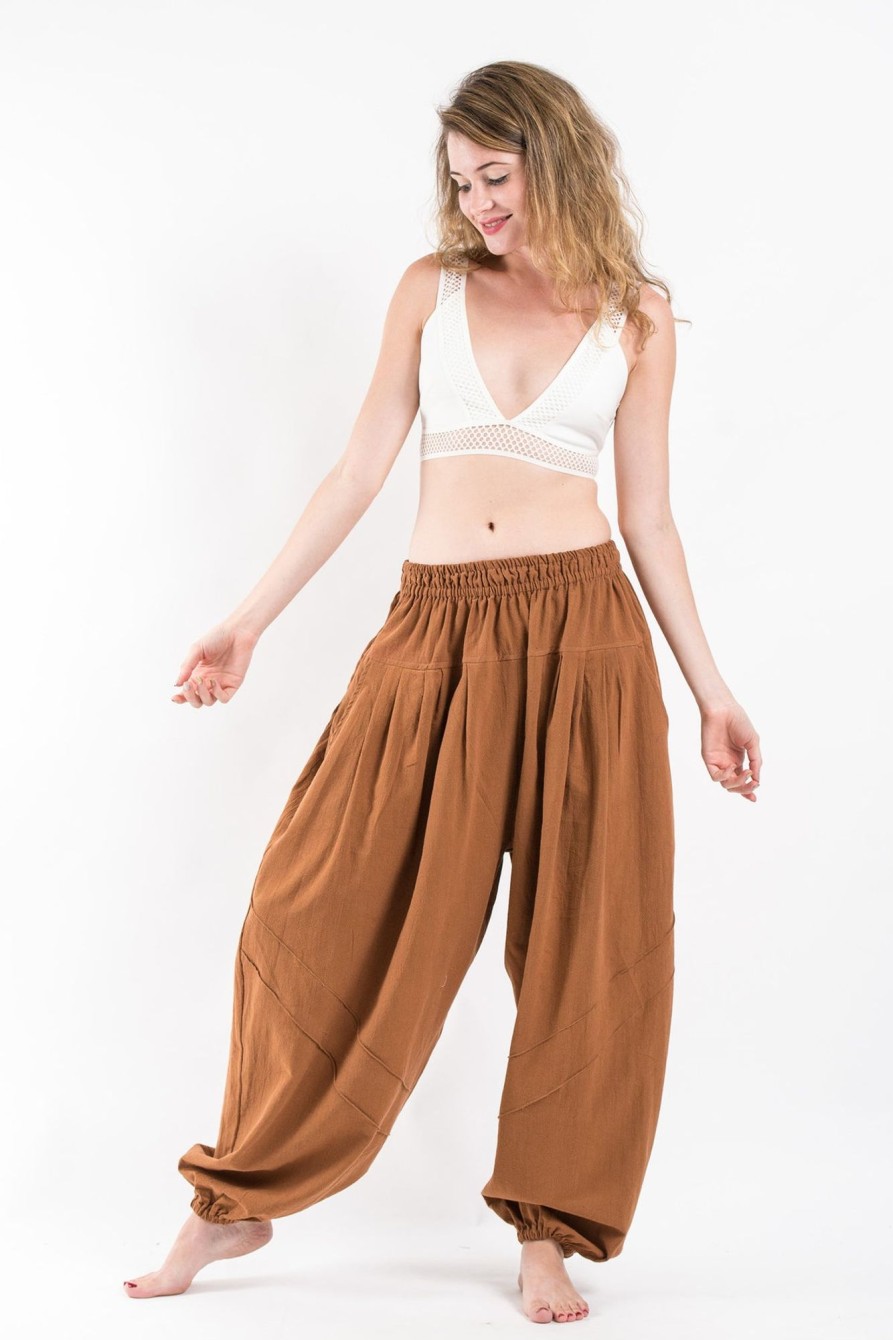 Women HaremPants | Genie Women'S Cotton Harem Pants In Brown