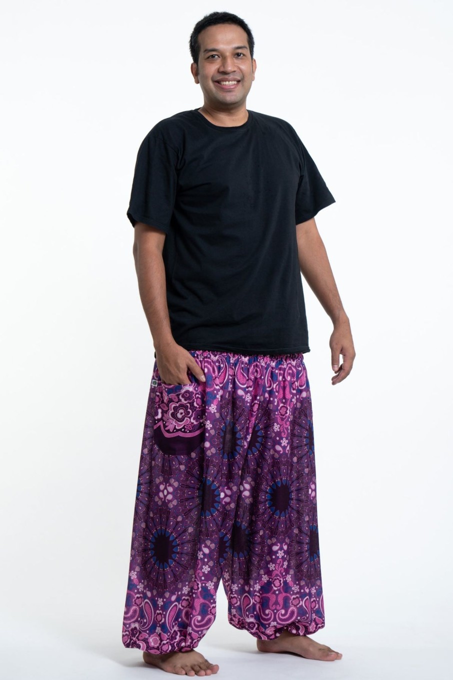 Men HaremPants | Plus Size Paisley Mandalas Men'S Harem Pants In Purple