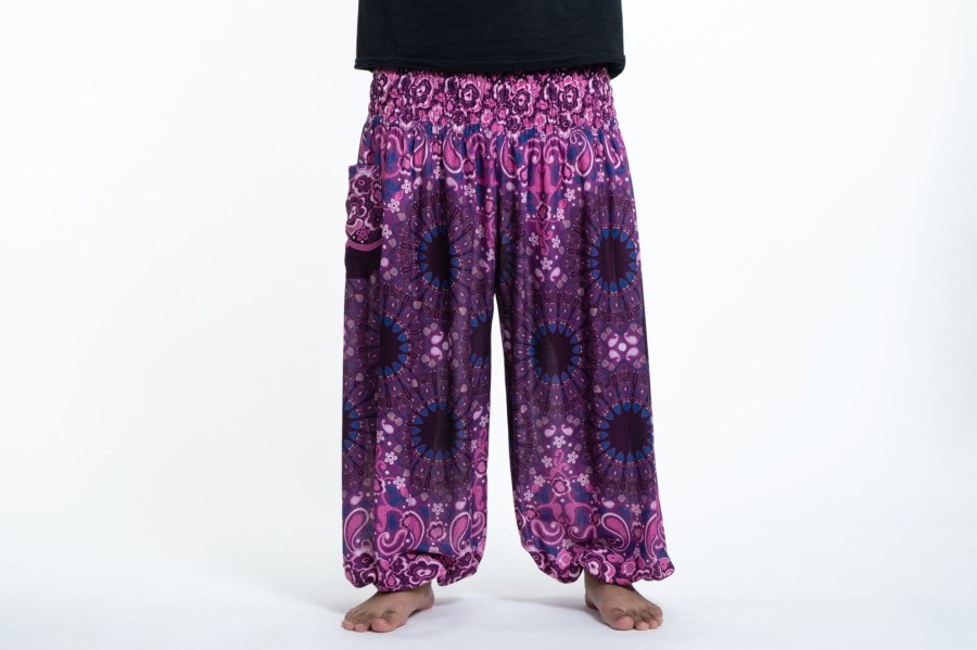 Men HaremPants | Plus Size Paisley Mandalas Men'S Harem Pants In Purple