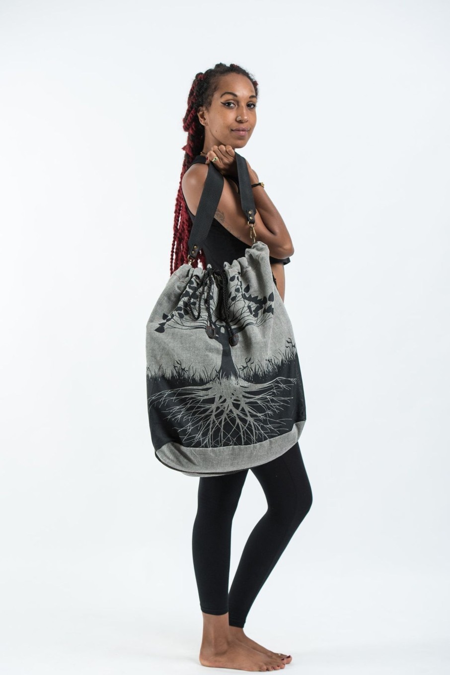 Accessories HaremPants | Tree Of Life Drawstring Tote Bag Denim