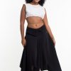 Women HaremPants | Solid Color Cotton Handkerchief Midi Skirt In Black