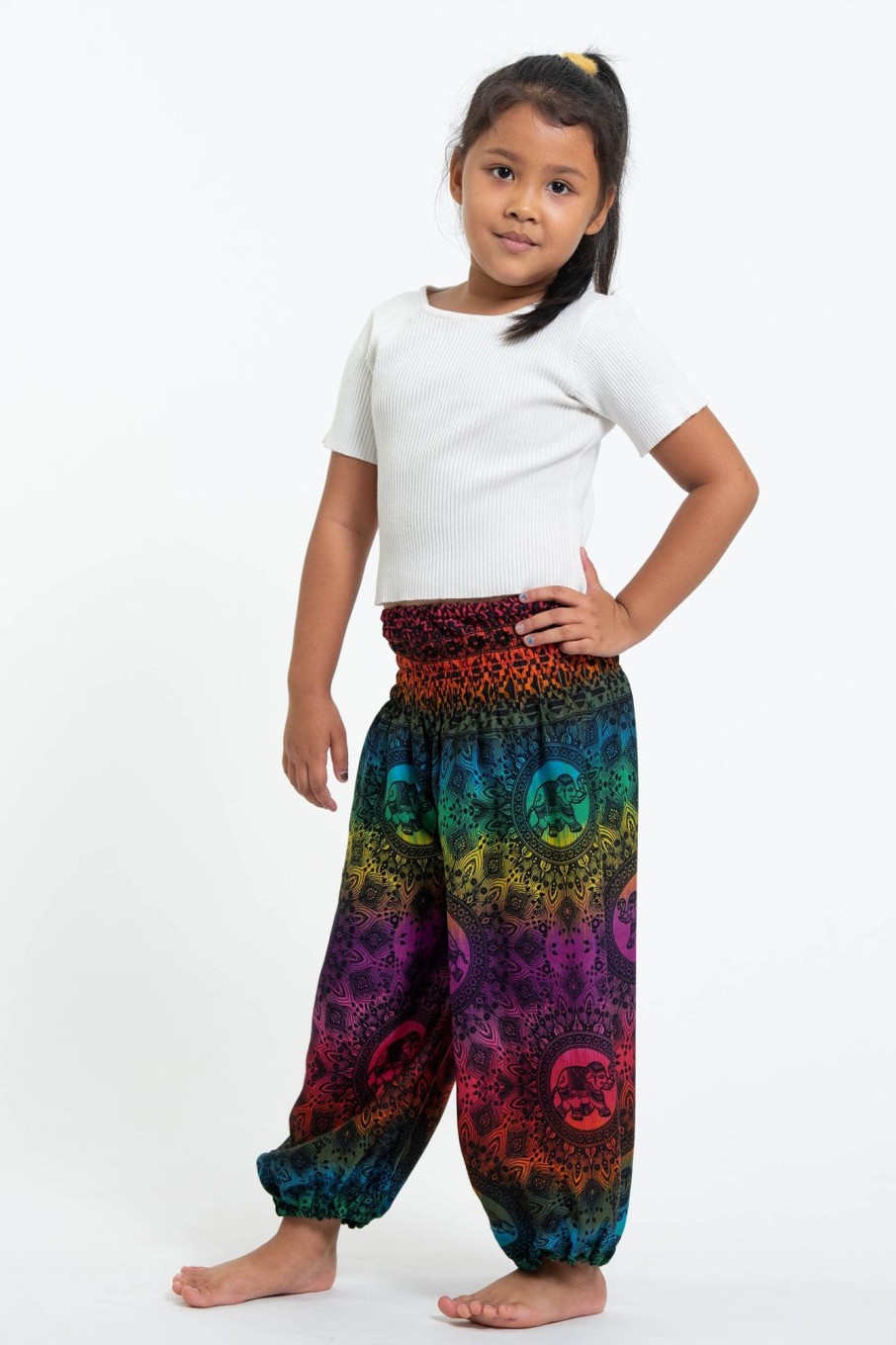 Kids HaremPants | Rainbow Elephant Kids Elephant Pants In Purple