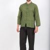 Men HaremPants | Mens Yoga Shirts Chinese Collared In Olive