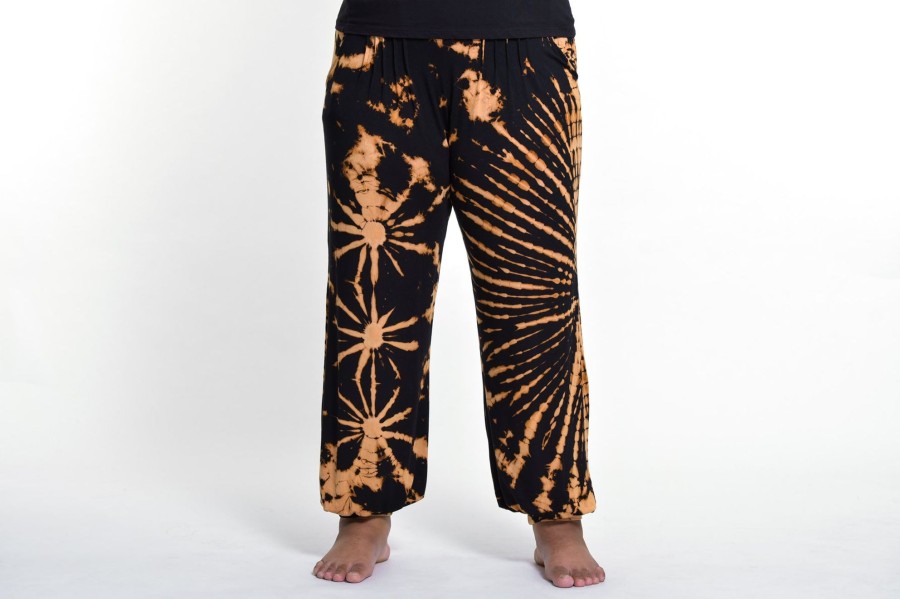 Plus Size HaremPants | Plus Size Tie Dye Cotton Women Harem Pants In Orange Black