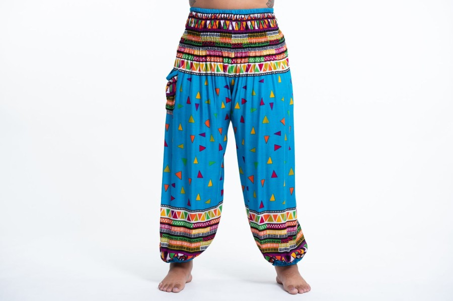 Plus Size HaremPants | Plus Size Triangles Women'S Harem Pants In Ocean Blue