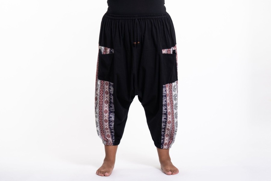 Plus Size HaremPants | Plus Size Elephant Aztec Cotton Women'S Harem Pants In Black