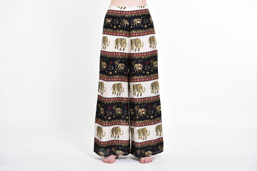 Women HaremPants | Elephant Bliss Palazzo Style Elephant Pants In Black