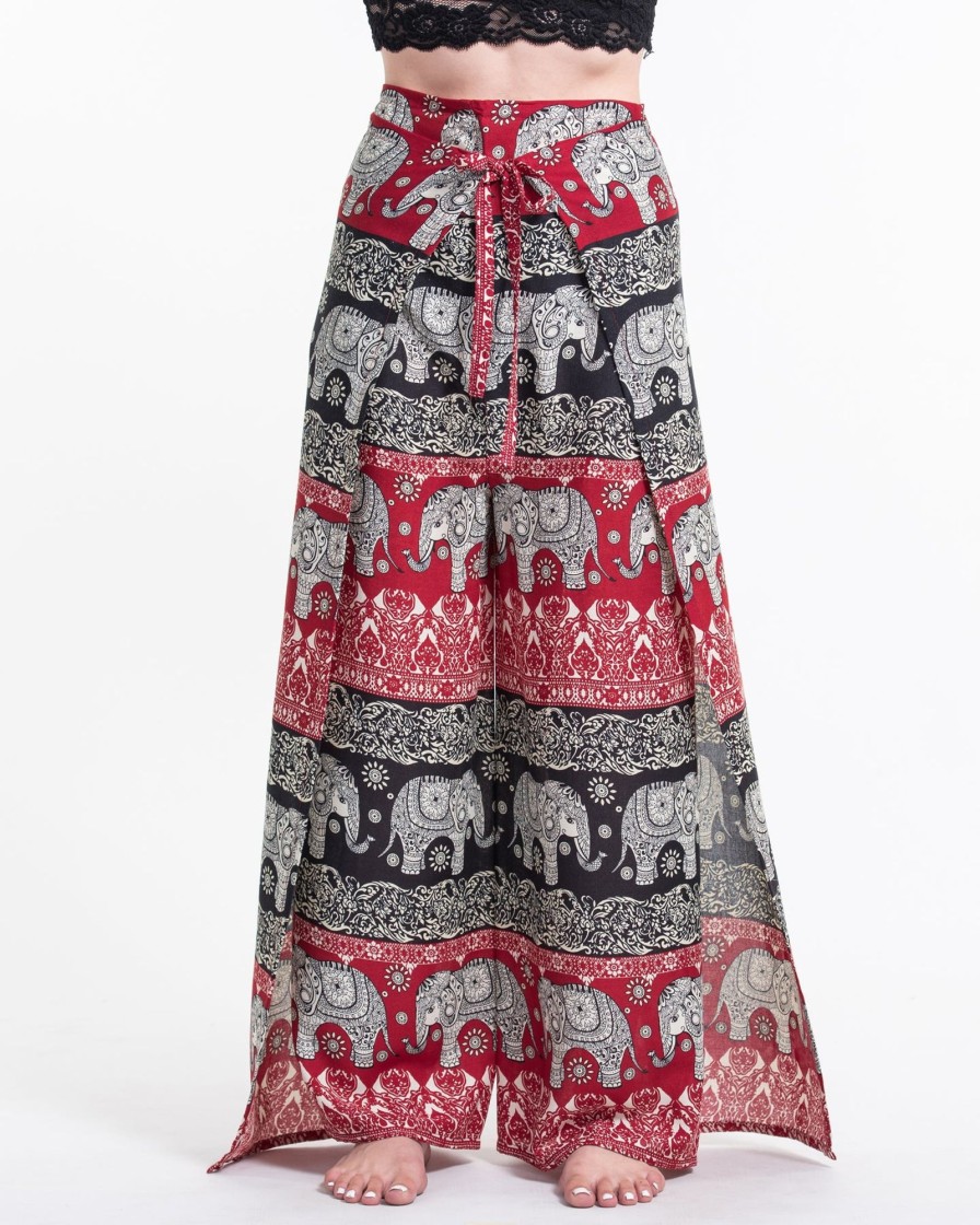 Women HaremPants | Divine Elephant Wrap Palazzo Style Harem Pants In Red