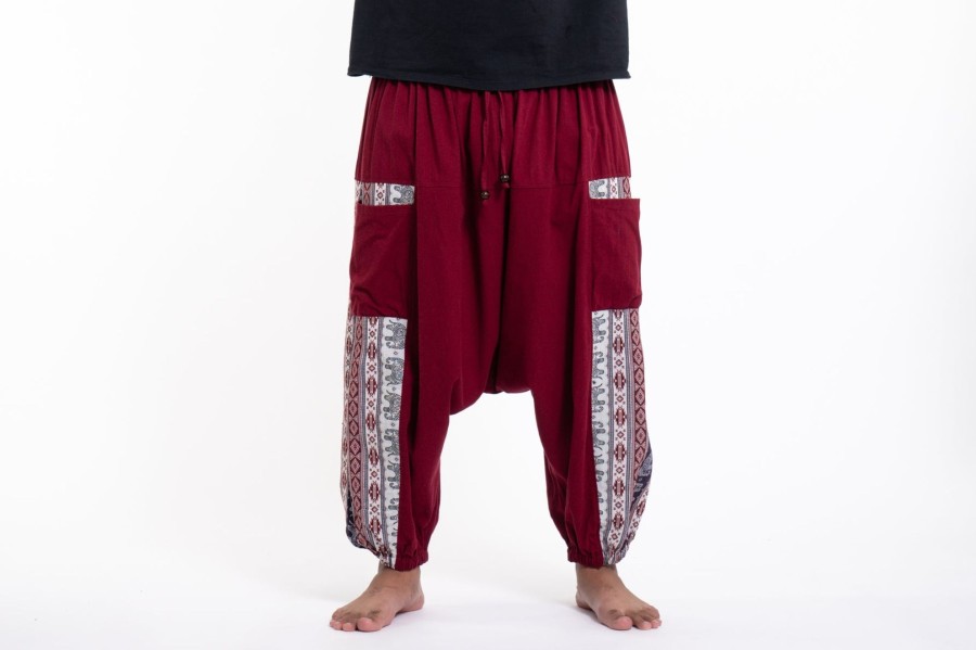 Plus Size HaremPants | Plus Size Elephant Aztec Cotton Men'S Harem Pants In Red