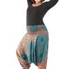 Women HaremPants | Plus Size Geometric Mandalas 2-In-1 Jumpsuit Harem Pants In Turquoise