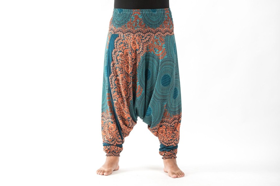 Women HaremPants | Plus Size Geometric Mandalas 2-In-1 Jumpsuit Harem Pants In Turquoise