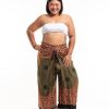 Women HaremPants | Plus Size Geometric Mandalas Wrap Palazzo Style Harem Pants In Olive