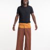 Men HaremPants | Unisex 2-Tone Pinstripes Thai Fisherman Pants In Brown Brown/ Beige