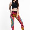 Women HaremPants | Oval Swirls Tie Dye Cotton Leggings In Pink Rainbow