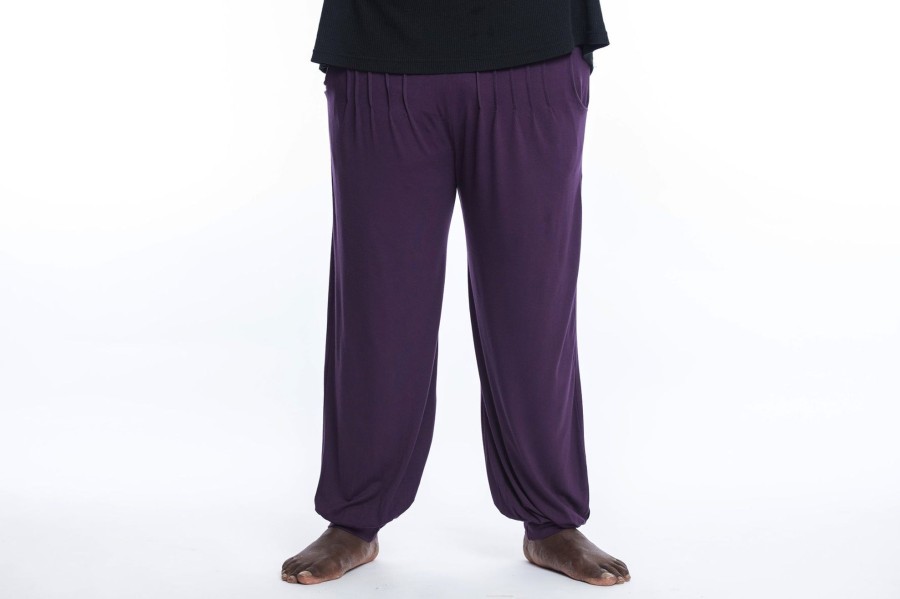 Plus Size HaremPants | Plus Size Cotton Men Harem Pants In Solid Purple