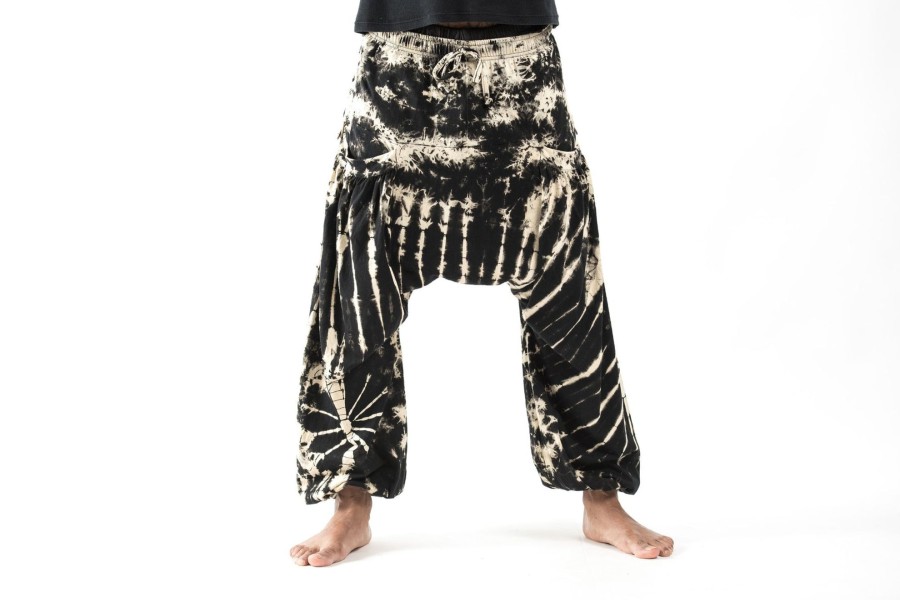 Men HaremPants | Tie Dye Cotton Men Harem Pants In Black White Black And White