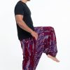 Men HaremPants | Paisley Feathers Drop Crotch Men'S Harem Pants In Red