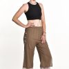 Women HaremPants | Women'S Cotton Double Layers Cropped Pants In Solid Brown