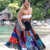 Plus Size HaremPants | Plus Size Patchwork Long Skirt In Prints Multi