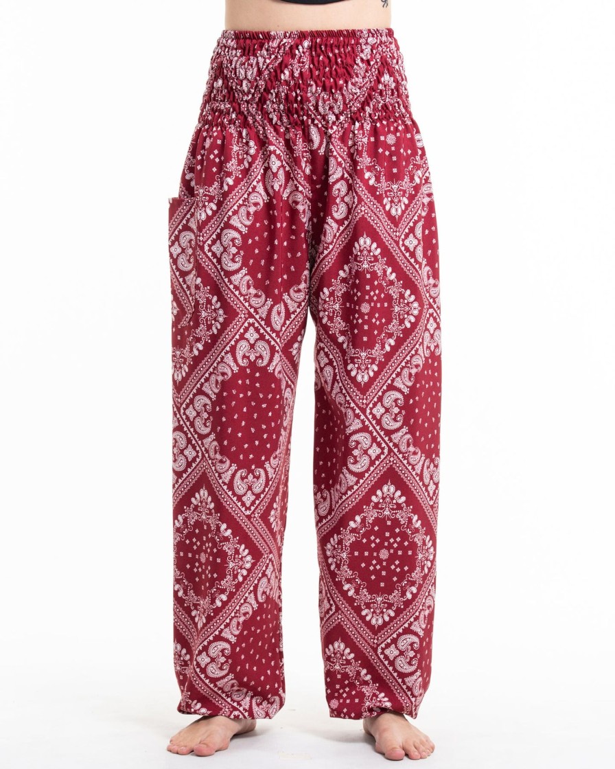 Plus Size HaremPants | Patchwork Paisley Tall Harem Pants In Red