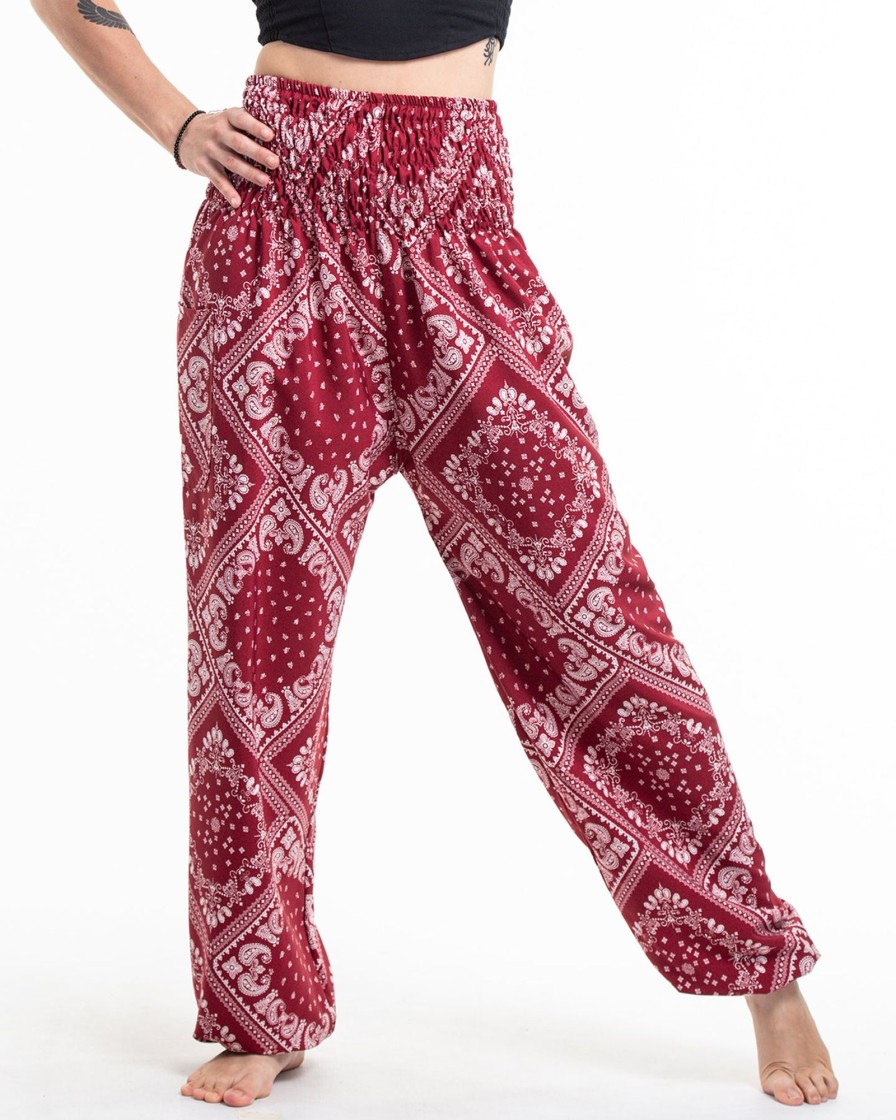 Plus Size HaremPants | Patchwork Paisley Tall Harem Pants In Red