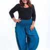 Plus Size HaremPants | Plus Size Solid Color Women'S Harem Pants In Aqua Blue