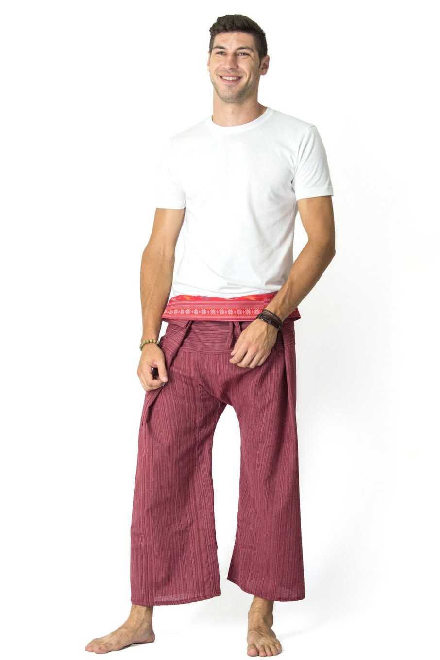 Men HaremPants | Unisex Thai Fisherman Pants In Red Rose