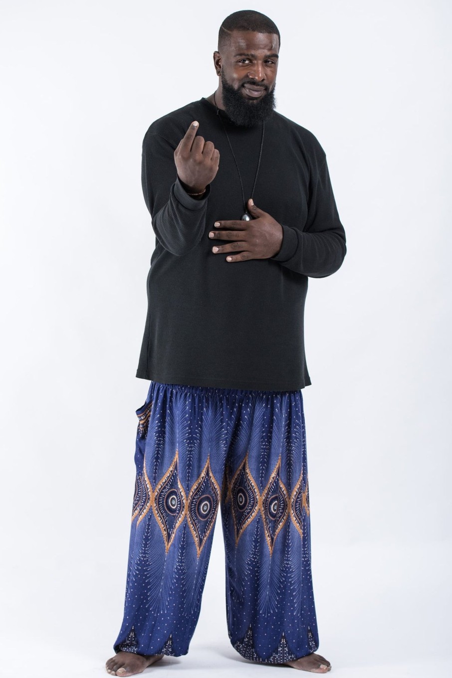 Plus Size HaremPants | Plus Size Diamond Peacock Men'S Harem Pants In Blue