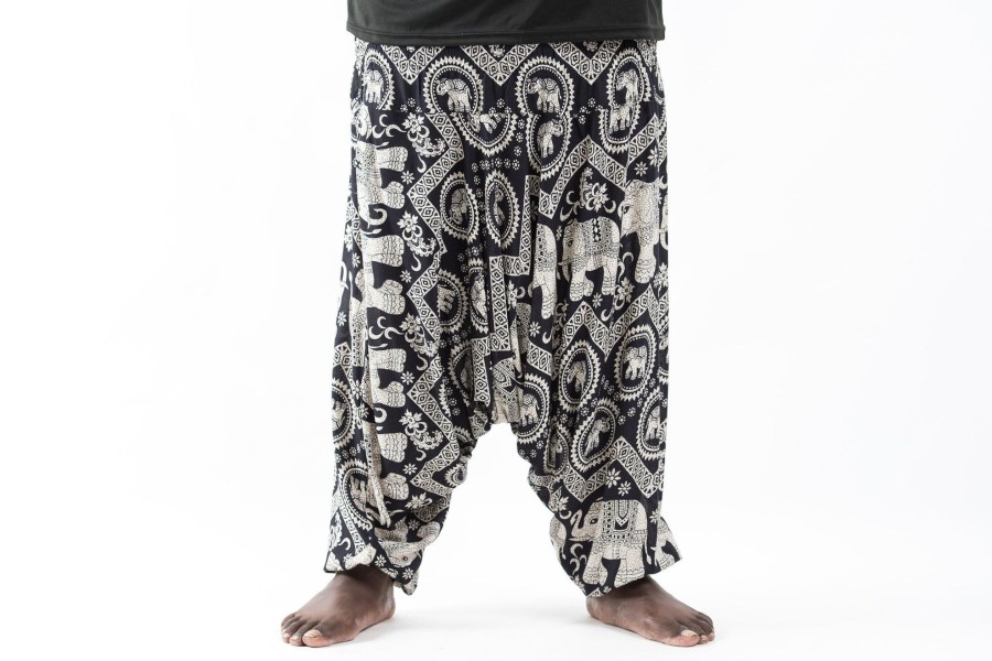 Men HaremPants | Plus Size Imperial Elephant Drop Crotch Men'S Elephant Pants In Black