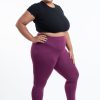 Plus Size HaremPants | Plus Size Solid Color Cotton Leggings In Purple