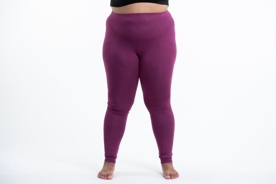 Plus Size HaremPants | Plus Size Solid Color Cotton Leggings In Purple