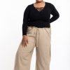 Women HaremPants | Plus Size Women'S Thai Harem Double Layers Palazzo Pants In Solid Tan