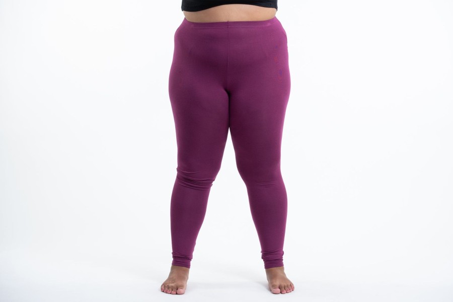 Women HaremPants | Plus Size Solid Color Cotton Leggings In Purple