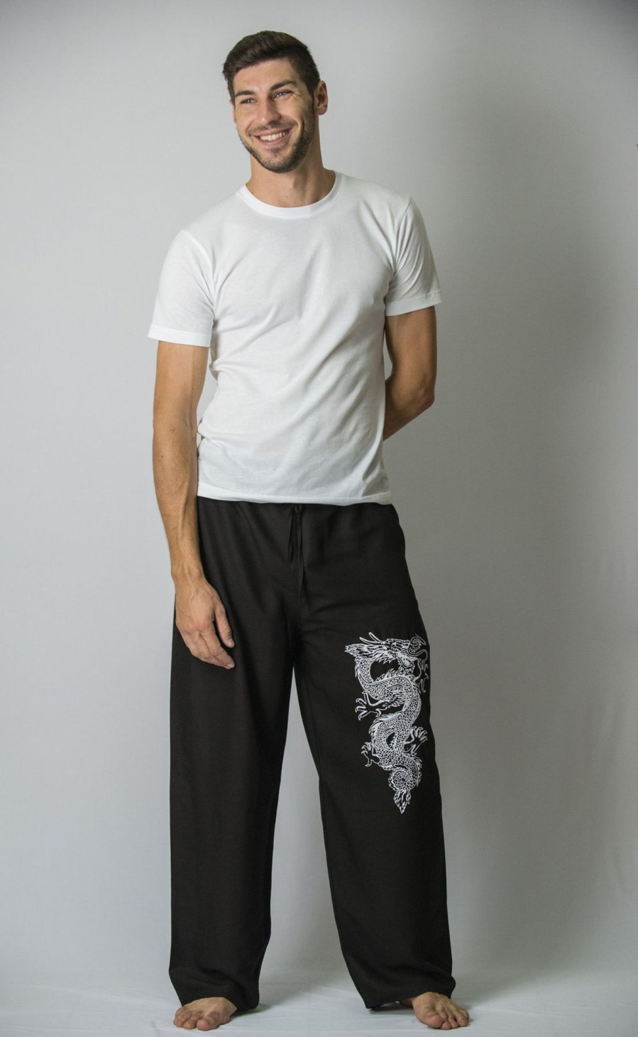 Men HaremPants | Dragon Men'S Thai Yoga Pants In Black