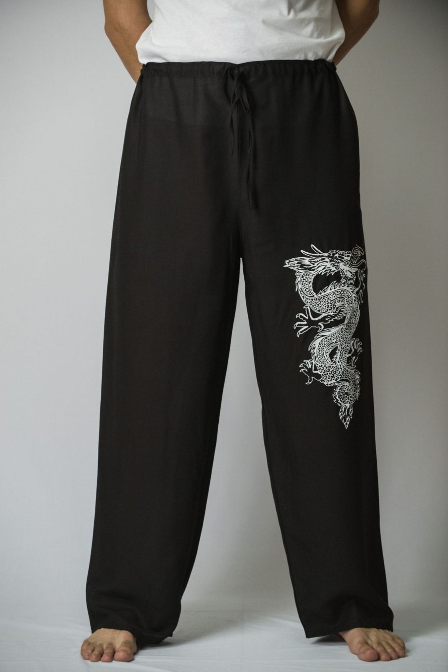 Men HaremPants | Dragon Men'S Thai Yoga Pants In Black