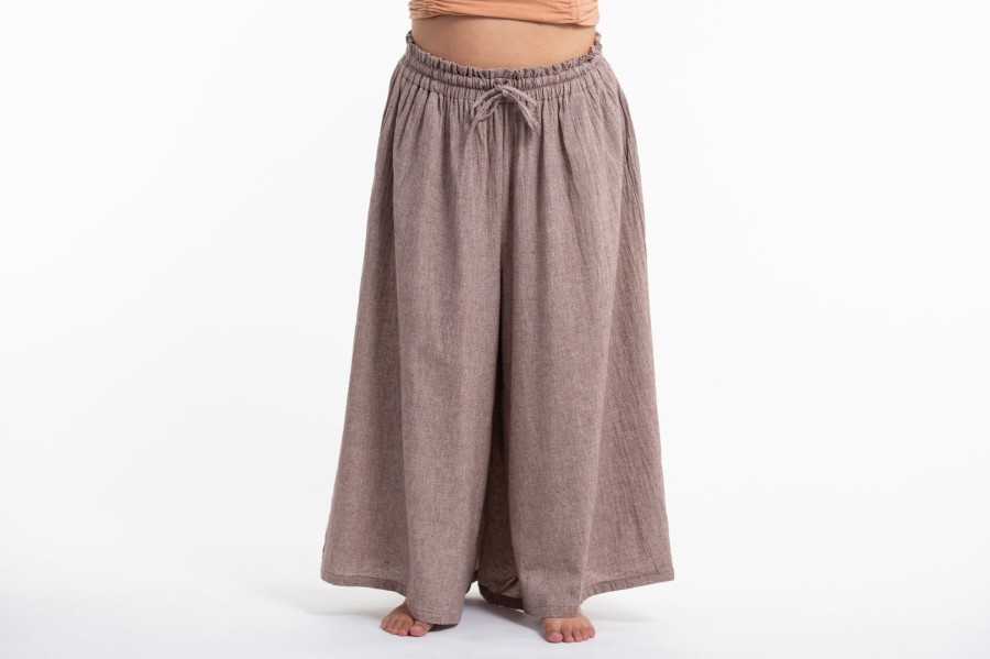 Plus Size HaremPants | Plus Size Women'S Linen Cotton Blend Palazzo Pants In Brown