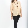 Women HaremPants | Womens Yoga Shirts Chinese Collared In Cream