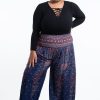 Plus Size HaremPants | Plus Size Peacock Feathers Women'S Harem Pants In Blue