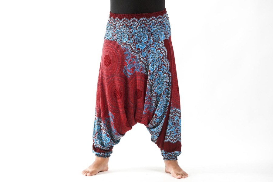 Women HaremPants | Plus Size Geometric Mandalas 2-In-1 Jumpsuit Harem Pants In Red