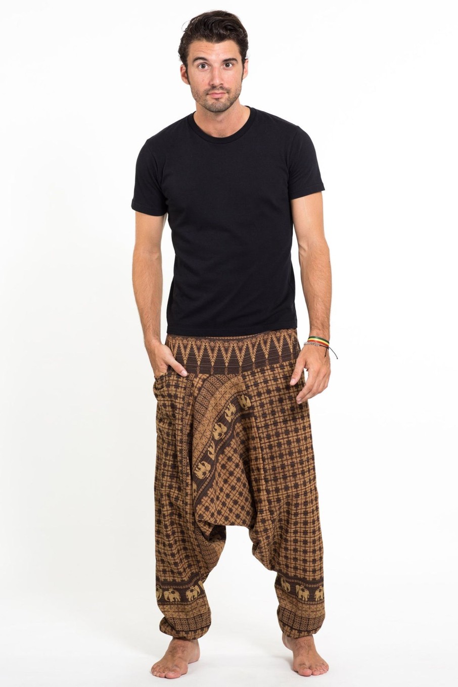 Men HaremPants | Hill Tribe Elephant Men'S Elephant Pants In Brown